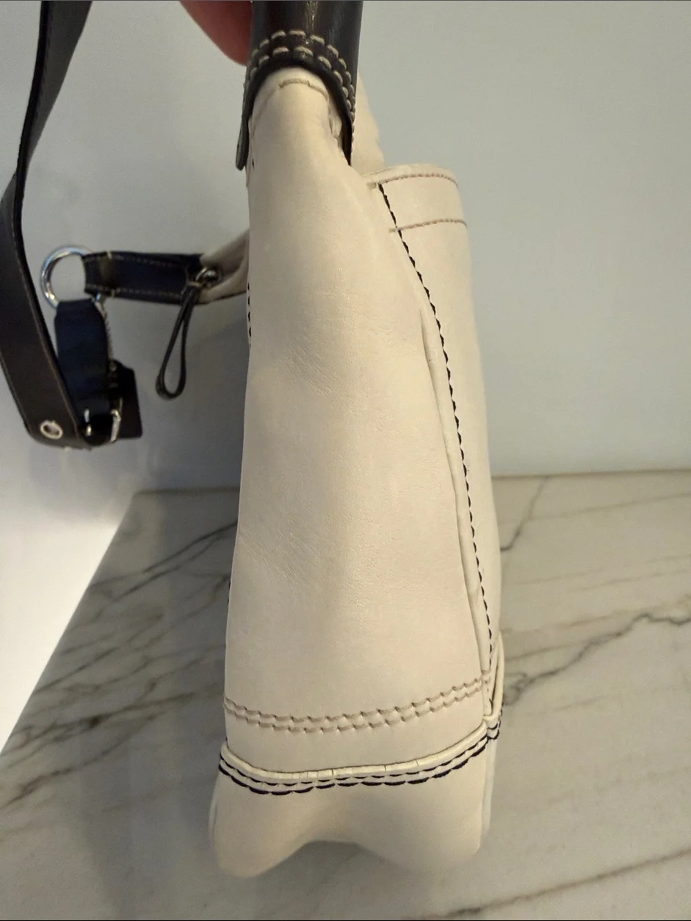 Coach Cream and Black Leather Hobo Bag, Coach Shoulder Bag, Neutral Coach Bag